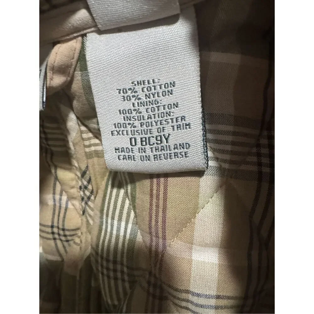 L.L. Bean quilted tan chore plaid lining Thermore jacket button front M - Picture 3 of 11